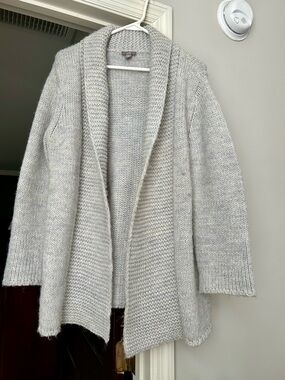 J. Jill Light Gray Open-Front Shawl Collar Cardigan